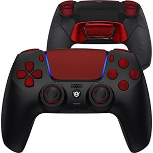 hexgaming ultimate controller 4 back buttons & interchangeable thumbsticks & hair triggers compatible with ps5 fps gamepad - black red