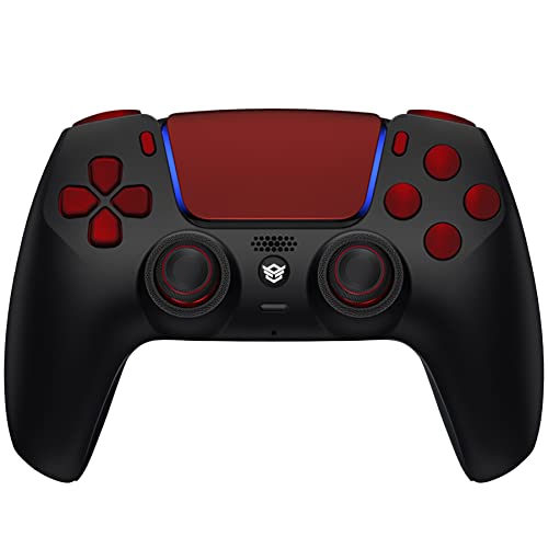 HEXGAMING ULTIMATE Controller 4 Back Buttons & Interchangeable Thumbsticks & Hair Triggers Compatible with ps5 FPS Gamepad - Black Red