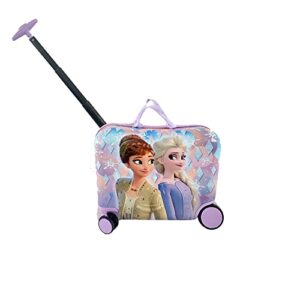 disney frozen ride on suitcase for kids, 18'' suitcase with seat for kids, cute lightweight kids travel suitcase trolley