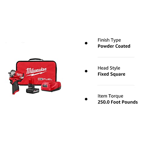 Milwaukee M12 FUEL 12-Volt Lithium-Ion Brushless Cordless Stubby 3/8 in. Impact Wrench Kit with (1) High Output 5.0 Ah Battery