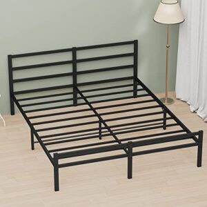 musen king bed frame with headboard and footboard, 14 inch platform with storage, heavy duty steel metal bed frame no box spring needed, noise free, anti-slip, easy assembly (max load: 1200lb)