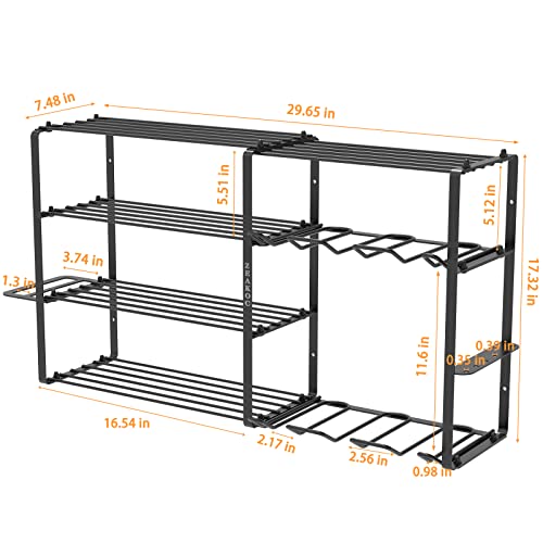 ZEAKOC Power Tool Organizer, 6 Cordless Drill Holder 5 Layers Heavy Duty Tool Shelf, Wall Mount Tool Organizer Garage Organization Storage Rack Gift for Men Dad Father's Day or Christmas