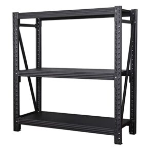 bibkok 3-tier industrial shelving rack, heavy duty workshop storage rack, adjustable metal garage shelf,1500lbs capacity for warehouse basement storeroom supermarket