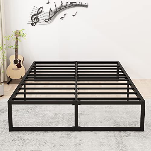 Lutown-Teen 14 Inch Full Size Bed Frame No Box Spring Needed, Heavy Duty Metal Platform Beds with Sturdy Steal Slats for Mattress Foundation, Easy Assembly, Noise Free, Black