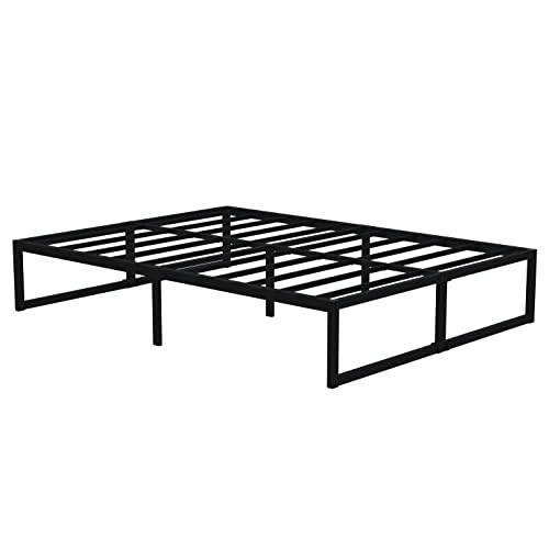 Lutown-Teen 14 Inch Full Size Bed Frame No Box Spring Needed, Heavy Duty Metal Platform Beds with Sturdy Steal Slats for Mattress Foundation, Easy Assembly, Noise Free, Black