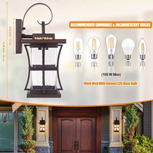 2 Packs Outdoor Wall Light, Oil Rubbed Bronze Exterior Light Fixture Waterproof Porch Sconces Wall Mounted Lighting, Anti-Rust Rustic Wall Sconce for House Garage, Doorway, Front Door Entryway, E26