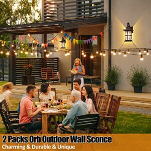 2 Packs Outdoor Wall Light, Oil Rubbed Bronze Exterior Light Fixture Waterproof Porch Sconces Wall Mounted Lighting, Anti-Rust Rustic Wall Sconce for House Garage, Doorway, Front Door Entryway, E26