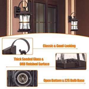 2 Packs Outdoor Wall Light, Oil Rubbed Bronze Exterior Light Fixture Waterproof Porch Sconces Wall Mounted Lighting, Anti-Rust Rustic Wall Sconce for House Garage, Doorway, Front Door Entryway, E26