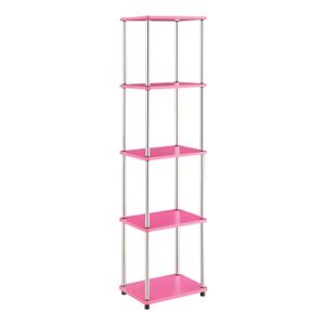 convenience concepts designs2go no tools 5 tier tower, pink/chrome