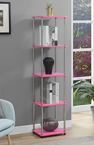 Convenience Concepts Designs2Go No Tools 5 Tier Tower, Pink/Chrome