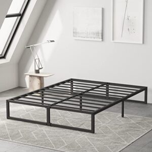 Richwanone 14 inch Queen Bed Frame Metal Platform Mattress Foundation with Steel Slat Support, No Box Spring Needed, Easy Assembly, Black