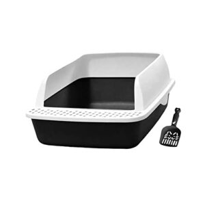petsola open scoop litter box, semi-enclosed, detachable riser with high-sided litter box, blue