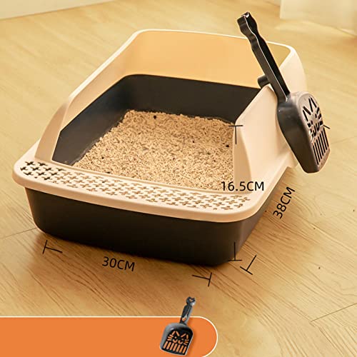 PETSOLA Open Scoop Litter Box, Semi-Enclosed, Detachable Riser with High-Sided Litter Box, Blue