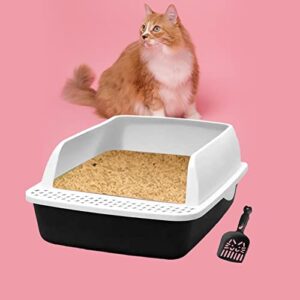 PETSOLA Open Scoop Litter Box, Semi-Enclosed, Detachable Riser with High-Sided Litter Box, Blue