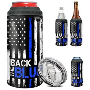winorax police gifts back the blue american flag tumbler 4-in-1 can cooler stainless steel 16oz travel mug coffee cups us flag police academy graduation gifts for men cops officer retirement