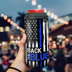 winorax Police Gifts Back The Blue American Flag Tumbler 4-in-1 Can Cooler Stainless Steel 16oz Travel Mug Coffee Cups US Flag Police Academy Graduation Gifts for Men Cops Officer Retirement