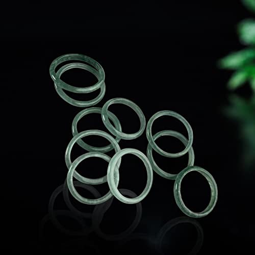 NAHARO Natural Jade Ring for Women,Good Luck Jewelry Natural Green Jade Ring for Girls with Gift Box (Green, 11)