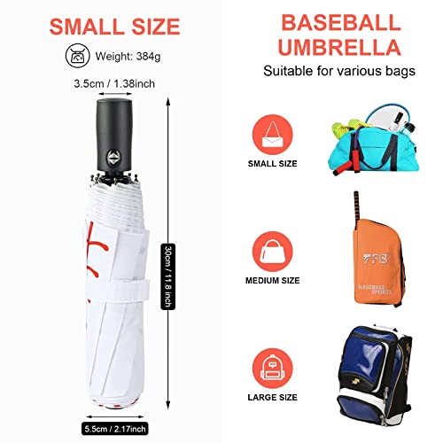 LEAGERA Baseball Umbrella Oversized - Diameter 40.5inch, Automatic Open Close, Portable & Collapsible Travel Sports Umbrella by Ballpark Elite, Perfect Baseball Umbrella Mom Gift for Women