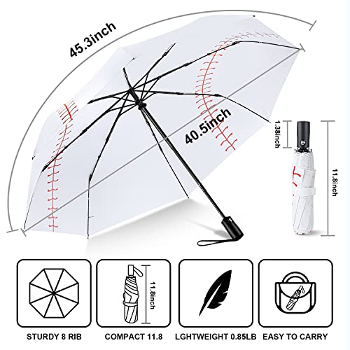 LEAGERA Baseball Umbrella Oversized - Diameter 40.5inch, Automatic Open Close, Portable & Collapsible Travel Sports Umbrella by Ballpark Elite, Perfect Baseball Umbrella Mom Gift for Women