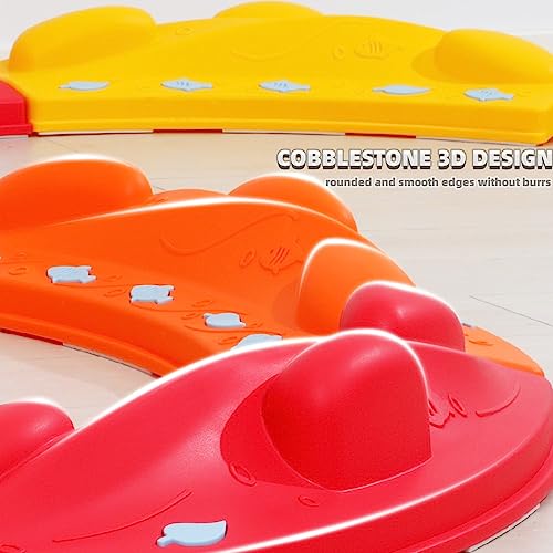 Balance Beams Colored Stepping Stones for Kids Toddler,Non-Slip Resistant Rubber Edges,Promote Coordination,Balance,Agility, Equipment Toys Indoor Outdoor Training(6 Pcs)