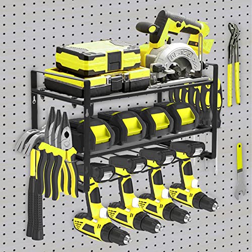 Easterville Power Tool Organizer - Wall Mount Heavy Duty Drill Holder, 3 Layers Tool Rack Cordless Drill Holder, Garage Tool Organizers with 4 Drill Holders Gift for Father