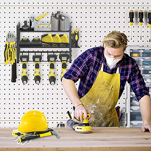 Easterville Power Tool Organizer - Wall Mount Heavy Duty Drill Holder, 3 Layers Tool Rack Cordless Drill Holder, Garage Tool Organizers with 4 Drill Holders Gift for Father