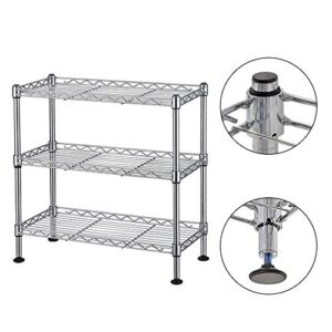 QXDRAGON 3-Shelf Storage Wire Shelves Heavy Duty 3 Tiers Standing Shelving Units Adjustable Metal Organizer Wire Rack, Zinc