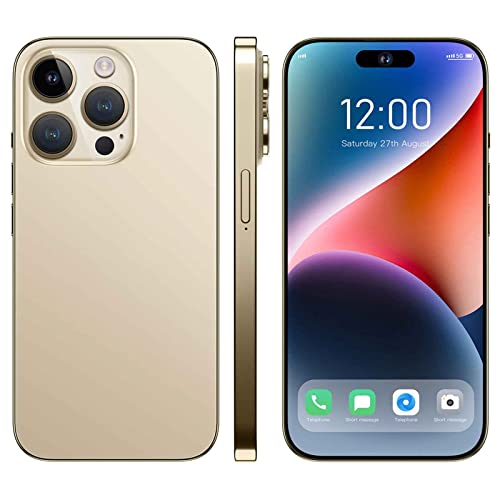 ExAchat G14 Pro MAX Unlocked Cell Phones, 6.82-inch HD Screen Phone, 3+64G Dual SIM Phone with A 128G Memory Card for Android 10 (Four Colors to Choose from) (Gold)