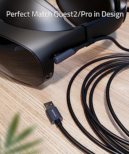 Syntech Link Cable 16 FT Compatible with Quest2/Pro/Pico4 Accessories and PC/Steam VR, High Speed PC Data Transfer, USB 3.0 to USB C Cable for VR Headset and Gaming PC, Black
