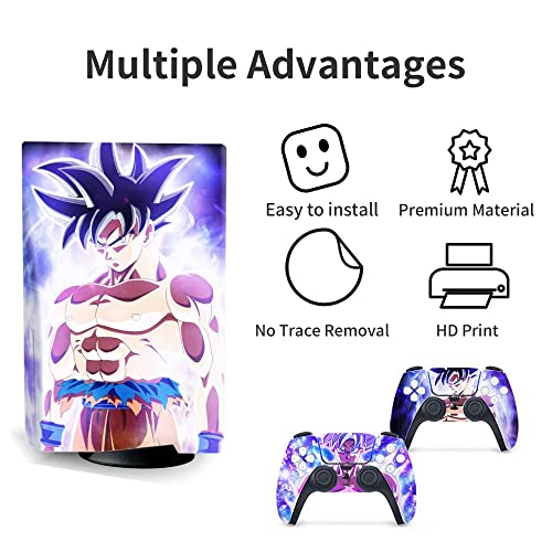 XSUID Disc Edition Anime Console and Controller Accessories Cover Skins P-S5 Controller Skin Gift P-S5 Skins for Console Full Set Purple P-S5 Skin