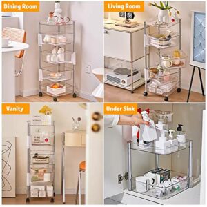 OnDisplay Multi-Tier Rotating Swivel Bin Storage Basket Tower - Kitchen/Bath/Laundry Organizer Utility Cart (Five Tier)