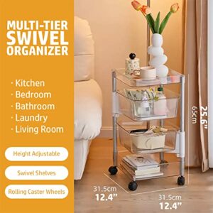 OnDisplay Multi-Tier Rotating Swivel Bin Storage Basket Tower - Kitchen/Bath/Laundry Organizer Utility Cart (Five Tier)