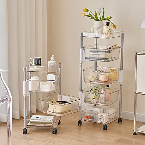 OnDisplay Multi-Tier Rotating Swivel Bin Storage Basket Tower - Kitchen/Bath/Laundry Organizer Utility Cart (Five Tier)