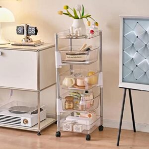 OnDisplay Multi-Tier Rotating Swivel Bin Storage Basket Tower - Kitchen/Bath/Laundry Organizer Utility Cart (Five Tier)