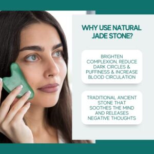 Eli with Love Authentic Jade Gua Sha Premium Certified Jade Stone with Gift Box and Velvet Pouch - Gua Sha Facial Tools for Skin Care - Jaw and Face Sculpting Beauty Tool for Face Massage