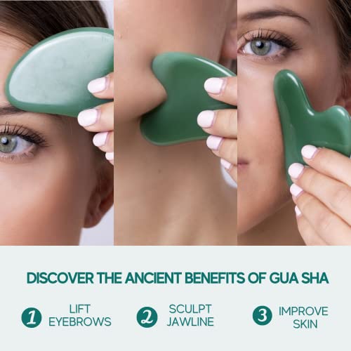 Eli with Love Authentic Jade Gua Sha Premium Certified Jade Stone with Gift Box and Velvet Pouch - Gua Sha Facial Tools for Skin Care - Jaw and Face Sculpting Beauty Tool for Face Massage