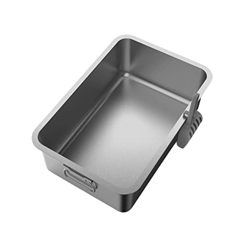 Gralara Kitten Cat Litter Box Stainless Steel Rust Free with Scoop Semi Enclosed with Side Carrying Handle Rounded Edges Accessories Durable Sturdy, 50x35x10cm