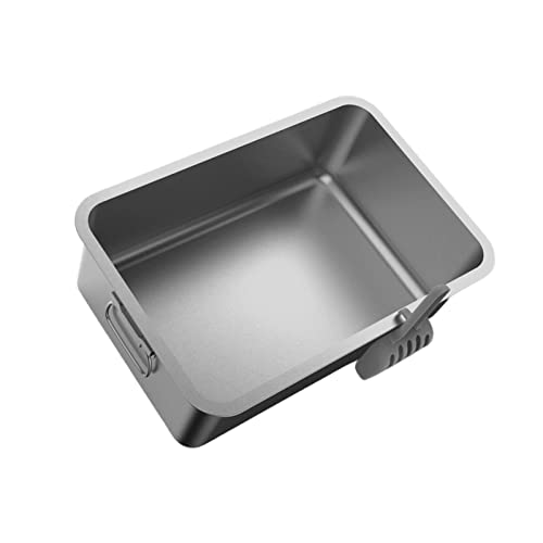 Gralara Kitten Cat Litter Box Stainless Steel Rust Free with Scoop Semi Enclosed with Side Carrying Handle Rounded Edges Accessories Durable Sturdy, 50x35x10cm