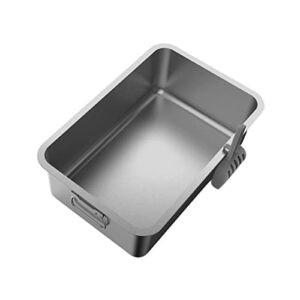 Gralara Kitten Cat Litter Box Stainless Steel Rust Free with Scoop Semi Enclosed with Side Carrying Handle Rounded Edges Accessories Durable Sturdy, 50x35x10cm