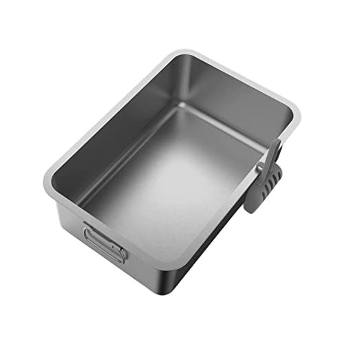 Gralara Kitten Cat Litter Box Stainless Steel Rust Free with Scoop Semi Enclosed with Side Carrying Handle Rounded Edges Accessories Durable Sturdy, 50x35x10cm