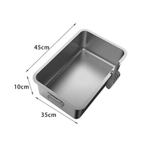 MagiDeal Kitten Cat Litter Box Stainless Steel with High Sides Anti Rust Accessories Durable Rounded Edges Simple to Clean with Side Carrying Handle, 45x35x10cm