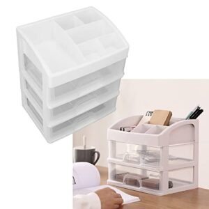 3 Drawer Makeup Organizer, Transparent 3 Floors Dustproof Makeup Organizer Box Classification Storage Pull Out for Cosmetics Shop for Household