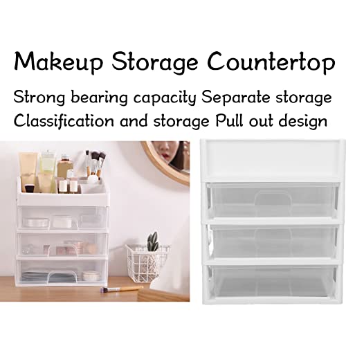 3 Drawer Makeup Organizer, Transparent 3 Floors Dustproof Makeup Organizer Box Classification Storage Pull Out for Cosmetics Shop for Household