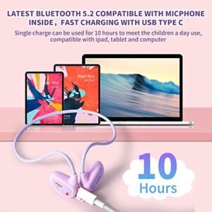 ACREO Kids Headphones, Open Ear Bluetooth Headphones with MIC, OpenBuds Kids, Ultra-Light, Portable and Safer for Children, Best Wireless Kids Headphones for iPad, Tablet or Computers (Lovely Pink)