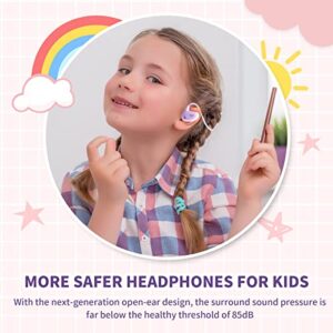 ACREO Kids Headphones, Open Ear Bluetooth Headphones with MIC, OpenBuds Kids, Ultra-Light, Portable and Safer for Children, Best Wireless Kids Headphones for iPad, Tablet or Computers (Lovely Pink)