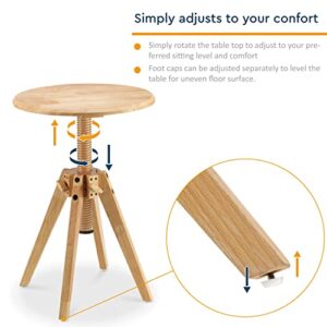 EVANIDEAS 22 inches Round Wood Cocktail Bar Table,Tall Bistro Pub Table,Adjustable 21.6''-37'' Height for Kitchen, Dining Room,Living Room,Easy Assembly,Wobble-Free,Natural.