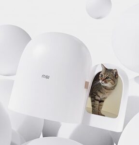 ms!make sure cat litter box max - stylish & functional for indoor cats - 2023 new modern design - large space, leak-proof, and odor-free - includes litter scoop - white