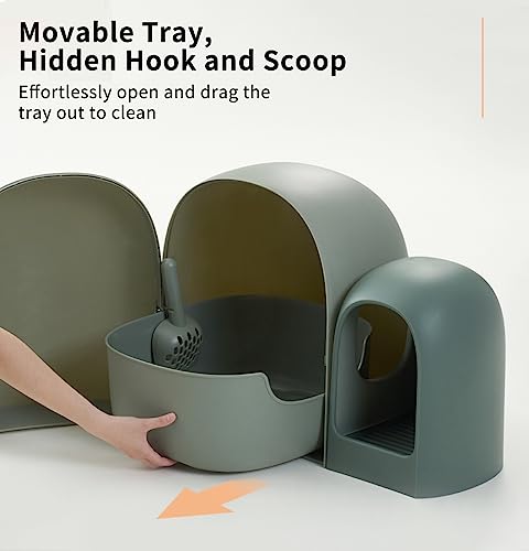 MS!MAKE SURE Cat Litter Box MAX - Stylish & Functional for Indoor Cats - 2023 New Modern Design - Large Space, Leak-Proof, and Odor-Free - Includes Litter Scoop - White