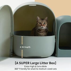 MS!MAKE SURE Cat Litter Box MAX - Stylish & Functional for Indoor Cats - 2023 New Modern Design - Large Space, Leak-Proof, and Odor-Free - Includes Litter Scoop - White