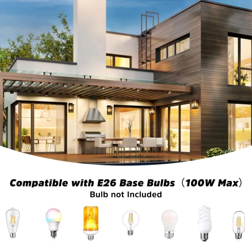 TUUANA Outdoor Wall Light Fixtures, Waterproof Porch Lights Wall Lanterns, Exterior Modern Matte Black Wall Mount Lighting, Anti-Rust E26 Socket Wall Scones for Front Door Garage, 2 Pack